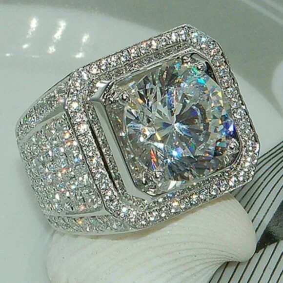 New Mens Engagement Cubic Zirconia Ring - Picture 1 of 4
